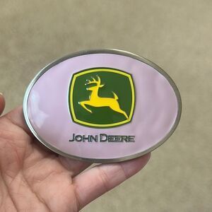 NWOT John Deere Belt Buckle SpecCast Collectible Metal Pink Green Yellow Silver